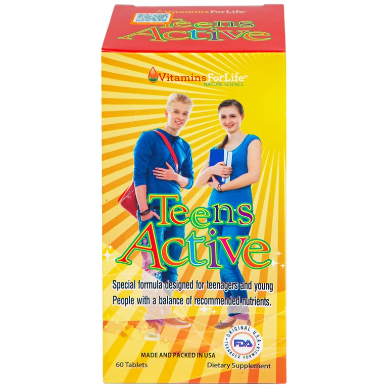 Viên uống Teens Active Vitamins For Life bổ sung vitamin và khoáng chất cho thanh thiếu niên (60 viên)