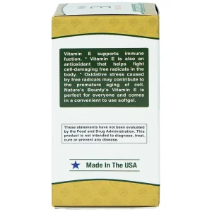 Viên uống Vitamin E 400IU Nature's Bounty hỗ trợ chống oxy hóa, làm chậm quá trình lão hóa da (30 viên)