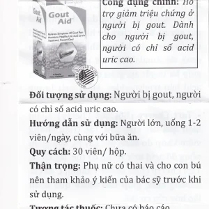Viên uống Gout Aid Vitamins For Life hỗ trợ giảm triệu chứng ở người bị gout (30 viên)