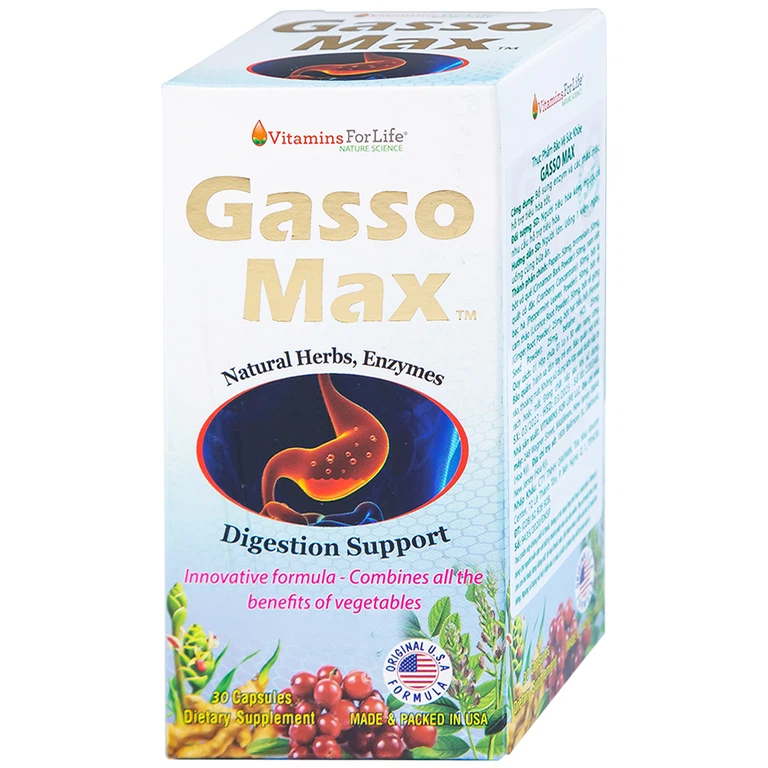 Viên uống Gasso Max Vitamins For Life bổ sung enzyme và các thảo mộc, hỗ trợ tiêu hóa tốt (30 viên)