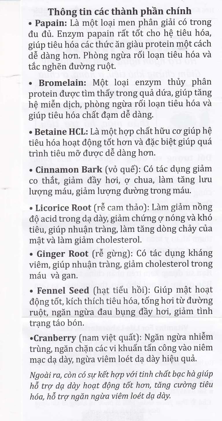 Viên uống Gasso Max Vitamins For Life bổ sung enzyme và các thảo mộc, hỗ trợ tiêu hóa tốt (30 viên)