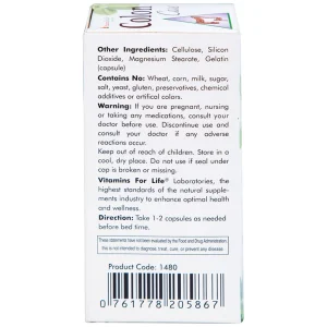 Viên uống Colon Care Vitamins For Life giúp nhuận tràng, giảm táo bón (60 viên)