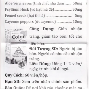 Viên uống Colon Care Vitamins For Life giúp nhuận tràng, giảm táo bón (60 viên)