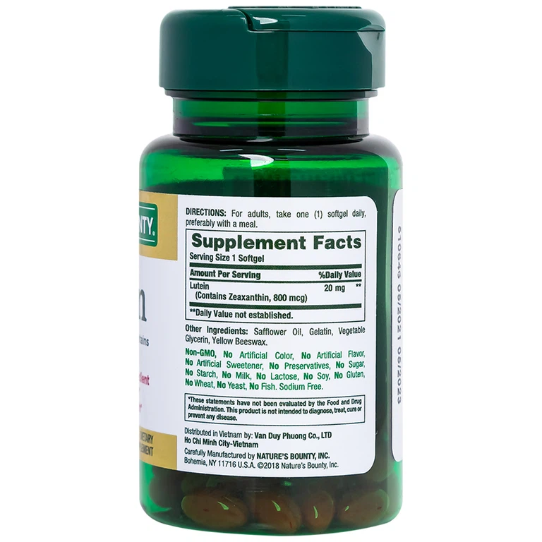 Viên uống Lutein Nature's Bounty giúp tăng cường thị lực cho mắt (30 viên)
