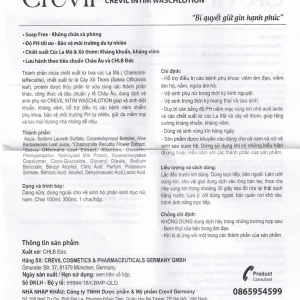 Dung dịch vệ sinh phụ nữ Crevil Intim Waschlotion diệt khuẩn, kháng viêm (100ml)