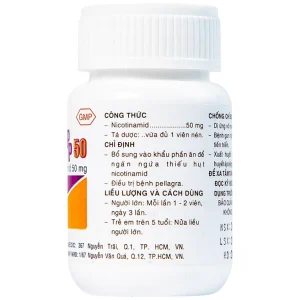 Thuốc Vitamin PP 50mg Pharmedic phòng ngừa và điều trị bệnh pellagra (60 viên)