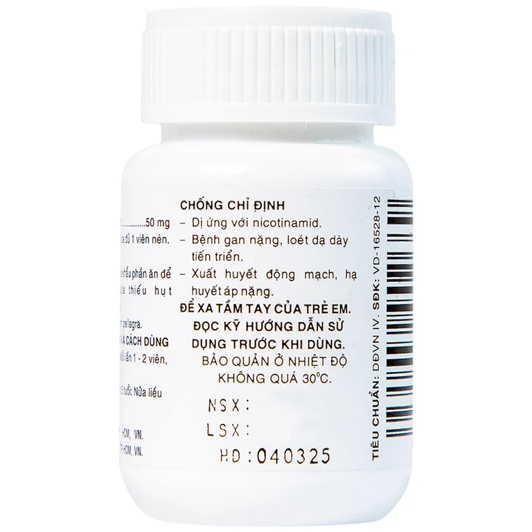 Thuốc Vitamin PP 50mg Pharmedic phòng ngừa và điều trị bệnh pellagra (60 viên)