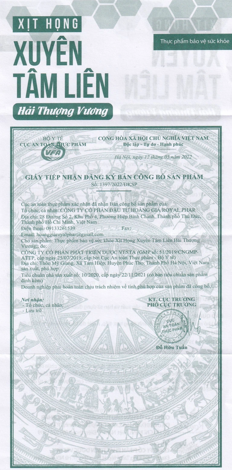 Xịt họng Xuyên Tâm Liên Hải Thượng Vương hỗ trợ giảm ho, giảm đờm, giảm đau rát họng, khàn tiếng (30ml)