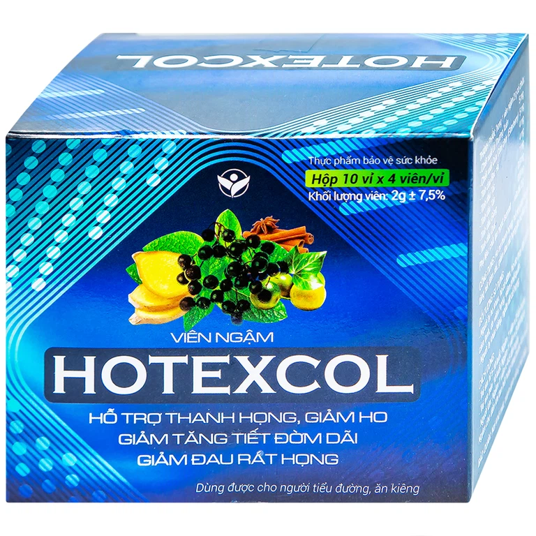 Viên ngậm Hotexcol Dân Khang hỗ trợ thanh họng, giảm ho (10 vỉ x 4 viên)