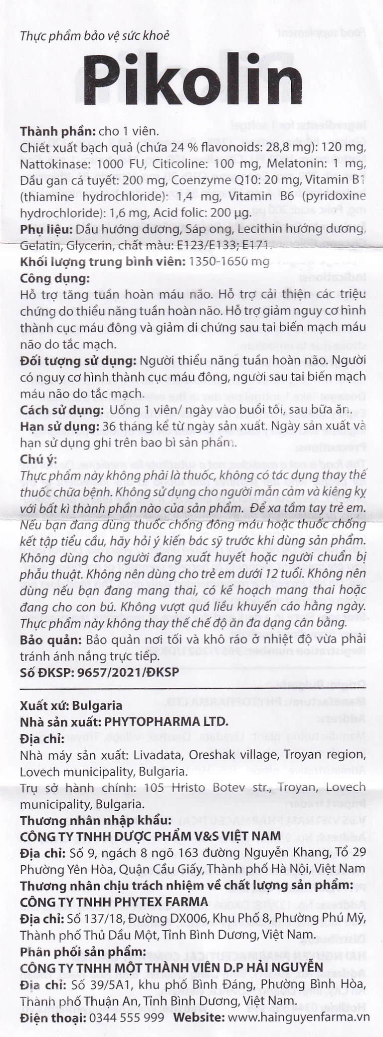 Viên uống Pikolin Ocavill hỗ trợ tăng tuần hoàn máu não (3 vỉ x 10 viên)