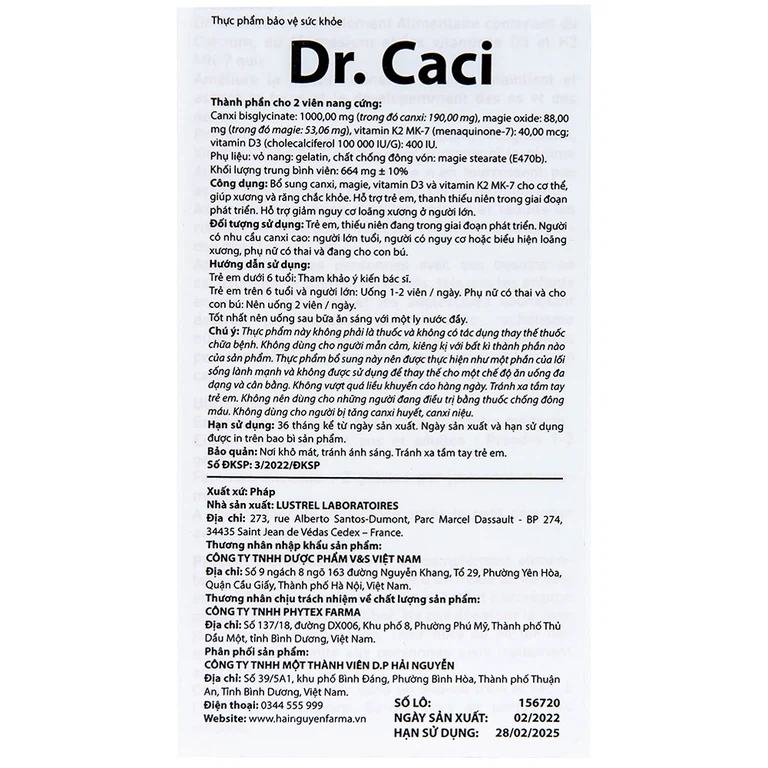 Viên uống Dr. Caci Ocavill giúp xương và răng chắc khỏe (60 viên)