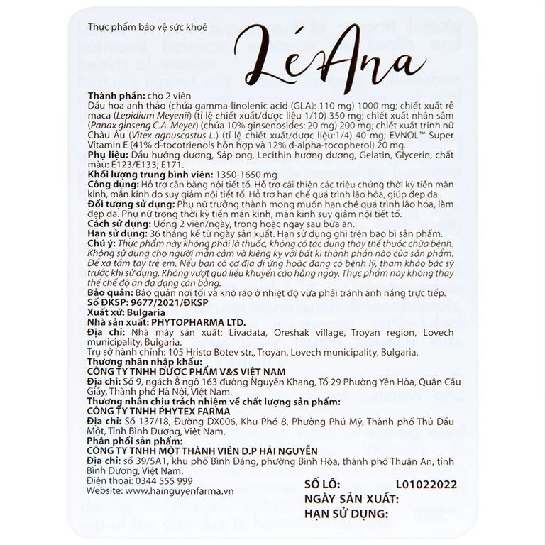 Viên uống LéAna Ocavill hỗ trợ cân bằng nội tiết tố (60 viên)