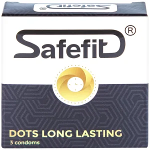 Bao cao su Safefit Dots Long Lasting S52 có vòng gân, hạt nổi, thắt chống tuột (3 cái)