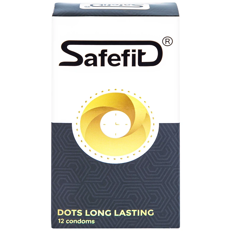 Bao cao su Safefit Dots Long Lasting S52 có vòng gân, hạt nổi, thắt chống tuột (12 cái)