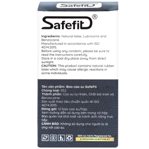 Bao cao su Safefit Dots Long Lasting S52 có vòng gân, hạt nổi, thắt chống tuột (12 cái)