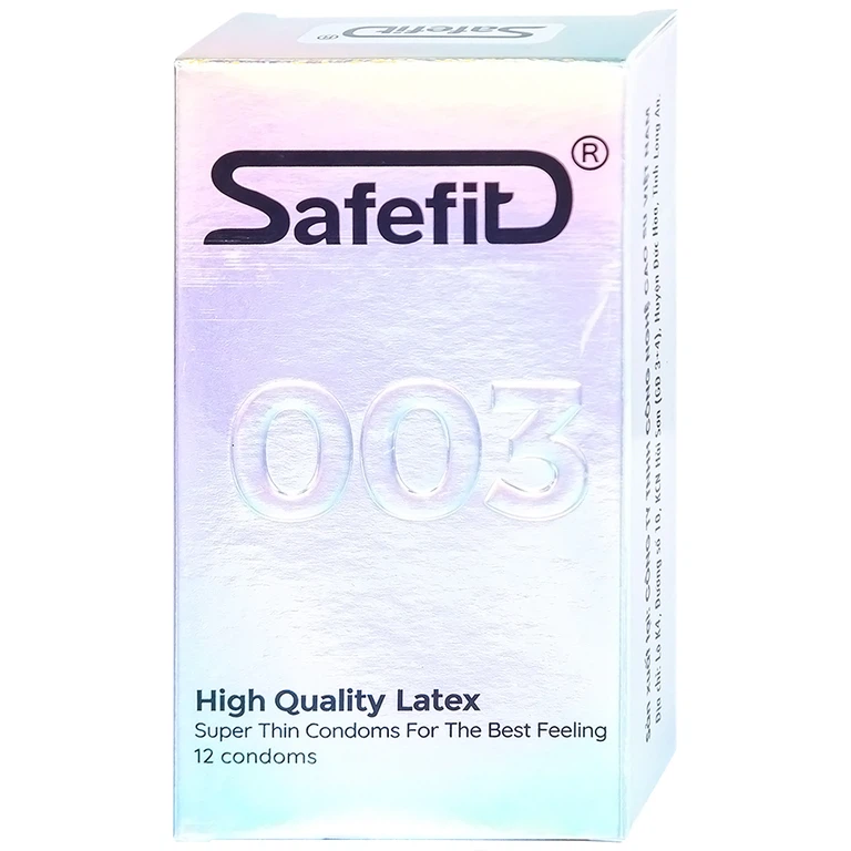 Bao cao su Safefit 003 S52 siêu mỏng, không gây kích ứng, có chất bôi trơn (12 cái)