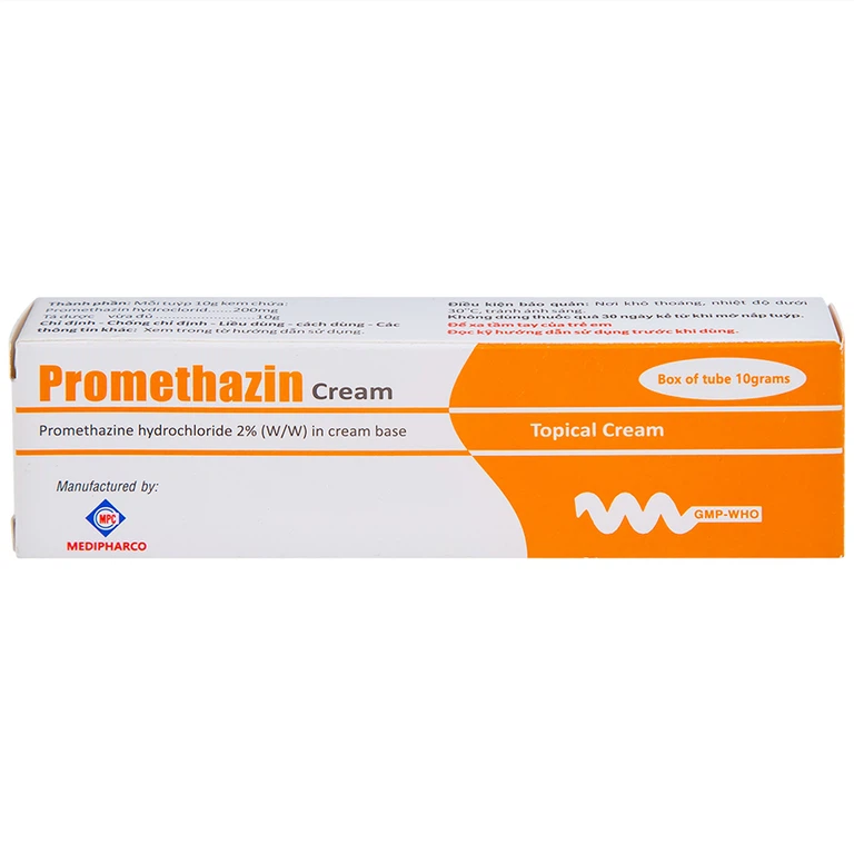 Kem bôi da Promethazin 2% Medipharco điều trị ngứa sẩn, mày đay, côn trùng đốt (1 tuýp x 10g)