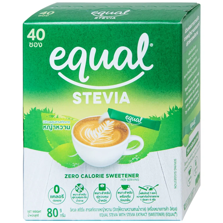 Đường ăn kiêng cỏ ngọt Equal Stevia No Calorie Sweetener (40 gói x 80g)