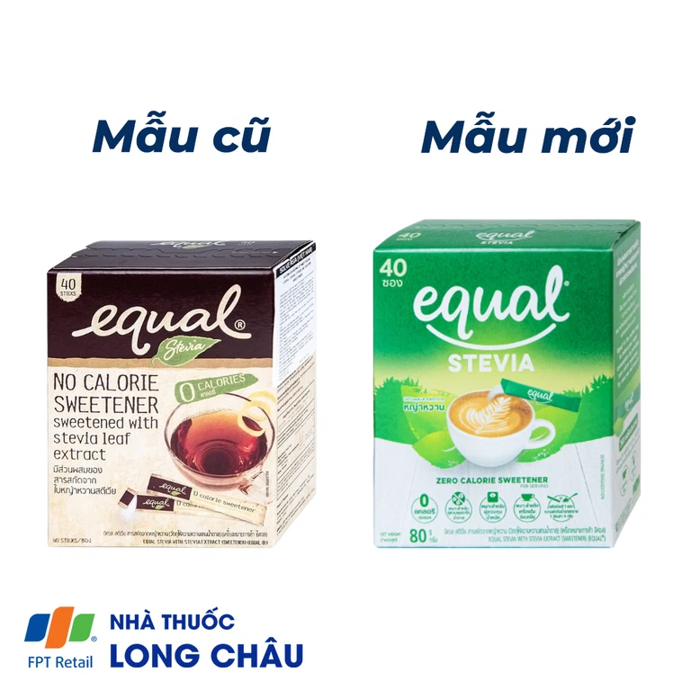 Đường ăn kiêng cỏ ngọt Equal Stevia No Calorie Sweetener (40 gói x 80g)