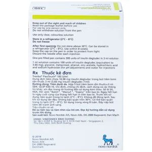 Thuốc tiêm Tresiba 100units/ml điều trị đái tháo đường (5 cây x 3ml)