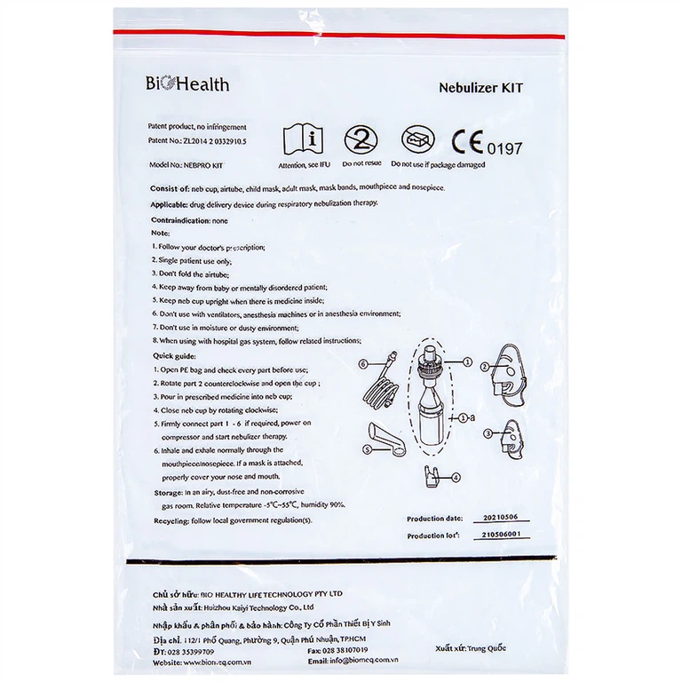 Bộ phụ kiện máy xông Nebpro BioHealth dùng cho máy xông model NEB PRO hỗ trợ viêm mũi, viêm xoang