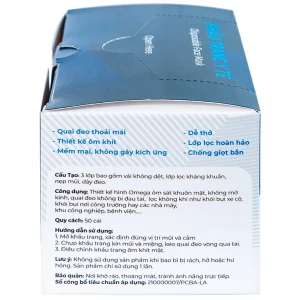 Khẩu trang y tế Naturecare màu trắng 3 lớp hỗ trợ ngăn khói, bụi, kháng khuẩn (50 cái)