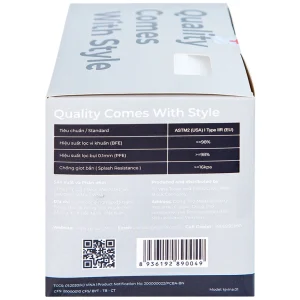 Khẩu trang y tế KJ Mask màu trắng 4 lớp hỗ trợ ngăn khói, bụi, kháng khuẩn (50 cái)