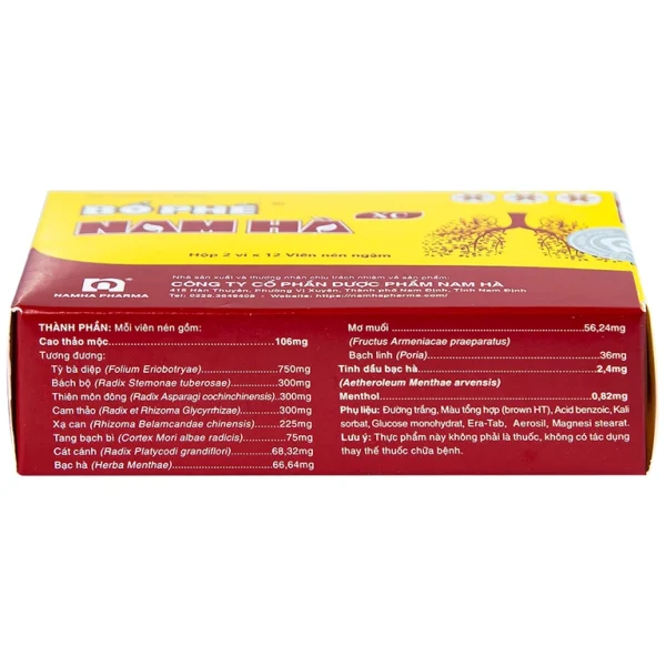Viên ngậm Bổ Phế Nam Hà XC giảm ho, giảm đờm, đau rát họng (125ml)