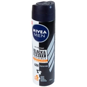 Xịt ngăn mùi Nivea Men Black & White Invisible Ultimate Impact giảm vết ố vàng, mồ hôi và mùi trong 48h (150ml)