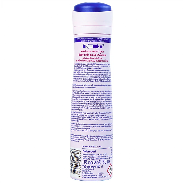 Xịt khử mùi Nivea Anti-Perspirant Pearl And Beauty giảm tiết mồ hôi, ngăn mùi đến 48h (150ml)