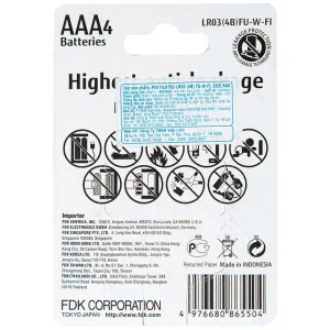 Pin Fujitsu Alkaline LR03 (4B) FU-W-FI - AAA (Vỉ 4 cục)
