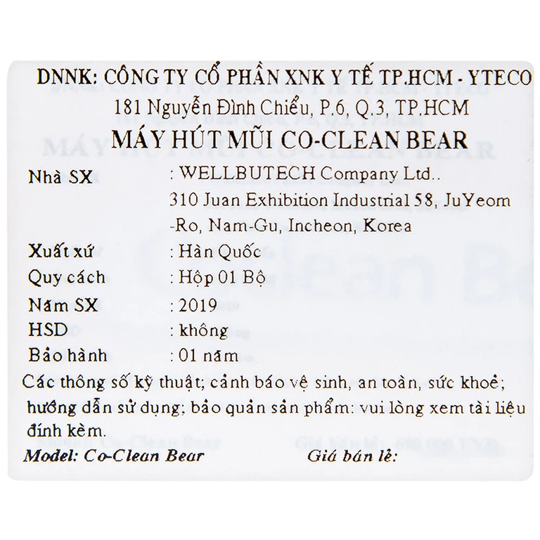 Máy hút mũi điện tử Co-Clean Bear COBR-100 giúp vệ sinh mũi một cách nhanh chóng và hiệu quả