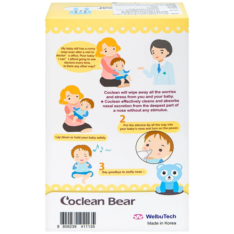 Máy hút mũi điện tử Co-Clean Bear COBR-100 giúp vệ sinh mũi một cách nhanh chóng và hiệu quả