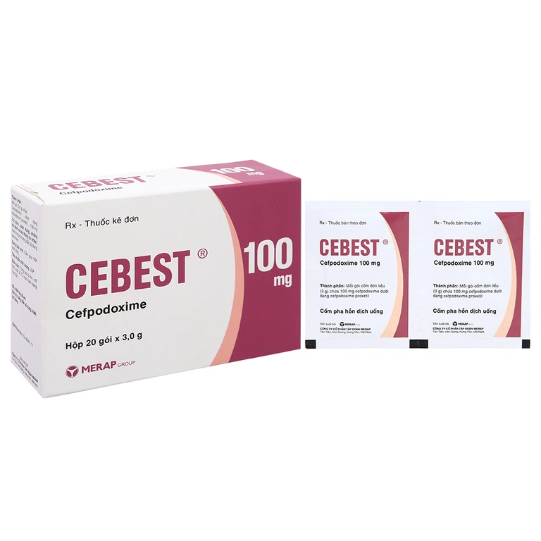 Thuốc Cebest 100mg Merap điều trị nhiễm khuẩn nhẹ và trung bình (20 gói x 3g)