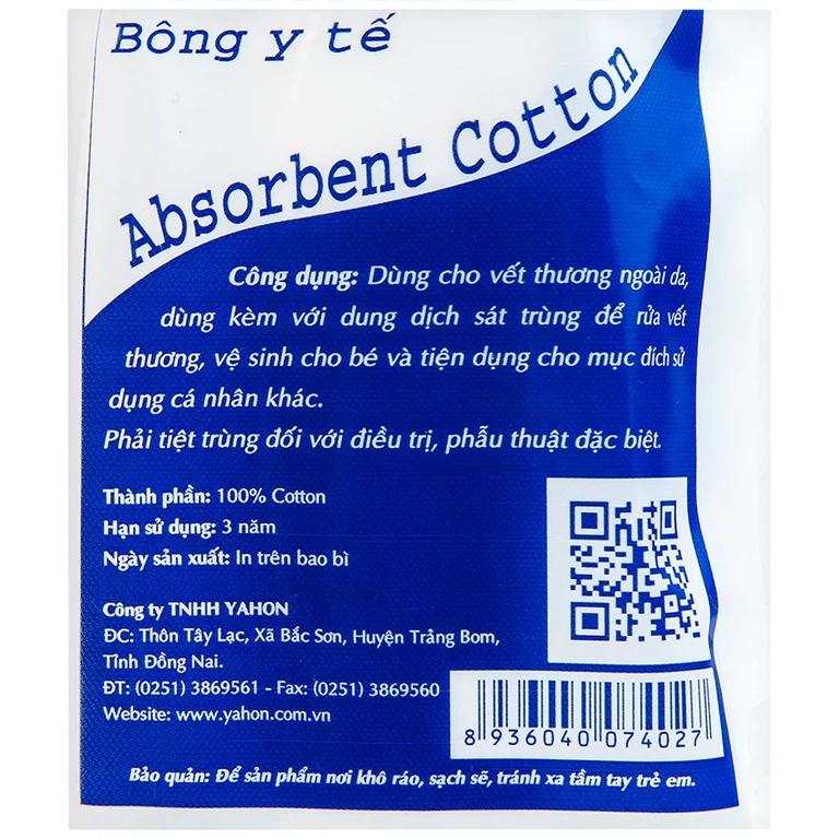 Bông y tế Quick Nurse (100g) dùng cho vết thương ngoài da, sát trùng, vệ sinh cho bé