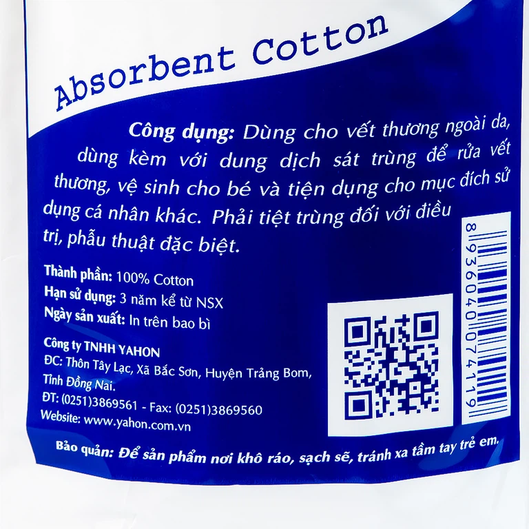 Bông y tế Quick Nurse 1kg dùng cho vết thương ngoài da, sát trùng, vệ sinh cho bé (Gói)