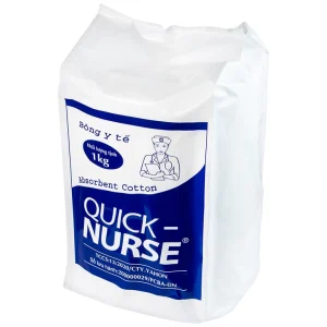 Bông y tế Quick Nurse 1kg dùng cho vết thương ngoài da, sát trùng, vệ sinh cho bé (Gói)
