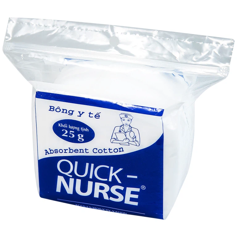 Bông y tế Quick Nurse 25g dùng cho vết thương ngoài da, sát trùng, vệ sinh cho bé