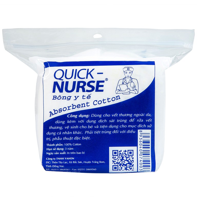 Bông y tế Quick Nurse 25g dùng cho vết thương ngoài da, sát trùng, vệ sinh cho bé