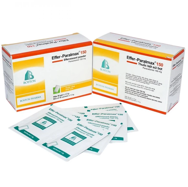 Thuốc Effer-Paralmax 150 Boston điều trị các chứng đau, sốt từ nhẹ đến vừa (30 gói)