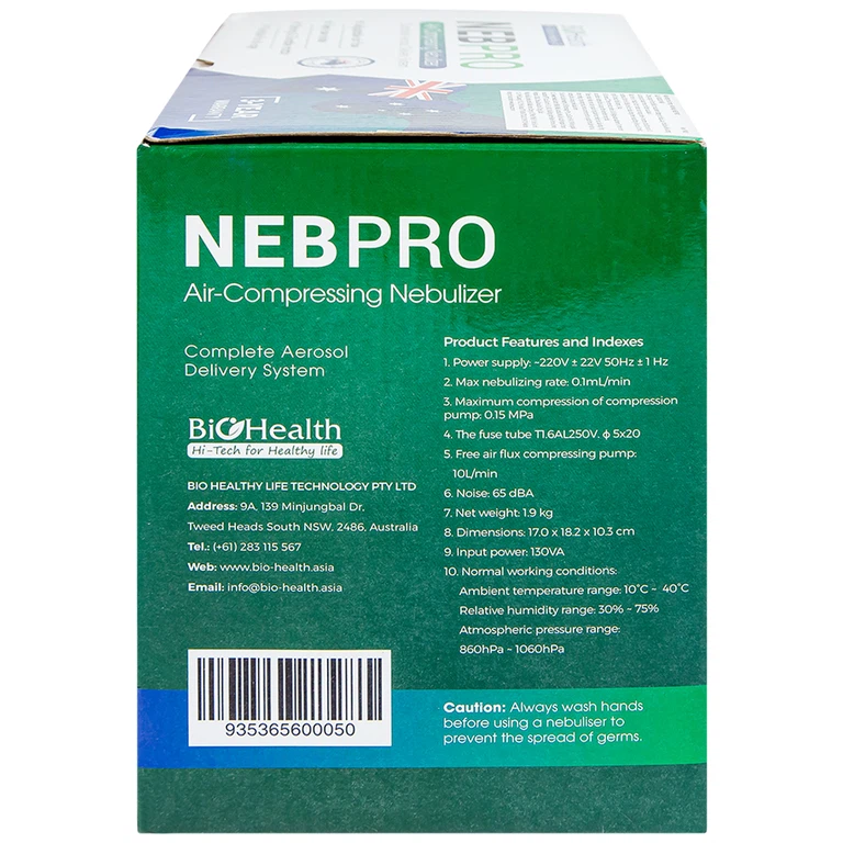 Máy xông khí dung BioHealth Neb Pro hỗ trợ điều trị các bệnh về đường hô hấp