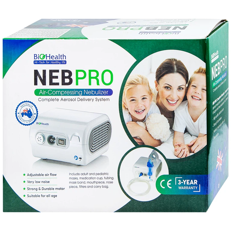 Máy xông khí dung BioHealth Neb Pro hỗ trợ điều trị các bệnh về đường hô hấp