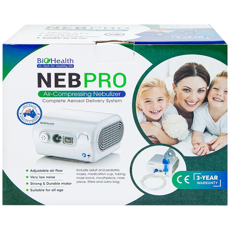 Máy xông khí dung BioHealth Neb Pro hỗ trợ điều trị các bệnh về đường hô hấp