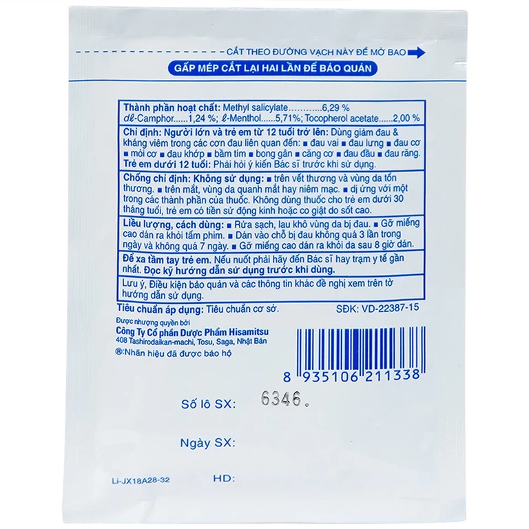 Cao dán Salonpas Hisamitsu giảm đau vai, đau lưng, đau cơ (24 gói x 10 miếng)