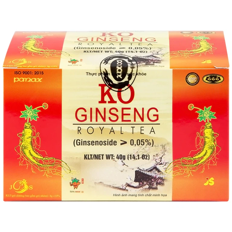 Trà nhân sâm KO Ginseng Royal Tea tăng cường sức khỏe, nâng cao sức đề kháng (10 hộp lẻ x 10 gói x 400g)