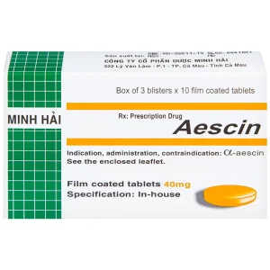 Viên nén Aescin 40mg Minh Hải điều trị thiểu năng tĩnh mạch, tụ máu (3 vỉ x 10 viên)