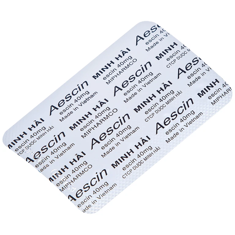Viên nén Aescin 40mg Minh Hải điều trị thiểu năng tĩnh mạch, tụ máu (3 vỉ x 10 viên)