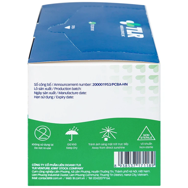 Khẩu trang y tế TLR màu trắng 3 lớp hỗ trợ ngăn khói, bụi, kháng khuẩn (50 cái)