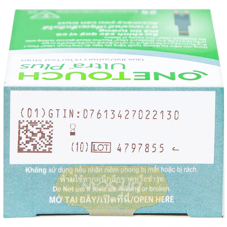 Que thử đường huyết Onetouch Ultra Plus Test Strips dùng để đo chỉ số đường huyết người bệnh tiểu đường (25 cây)