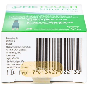 Que thử đường huyết Onetouch Ultra Plus Test Strips dùng để đo chỉ số đường huyết người bệnh tiểu đường (25 cây)